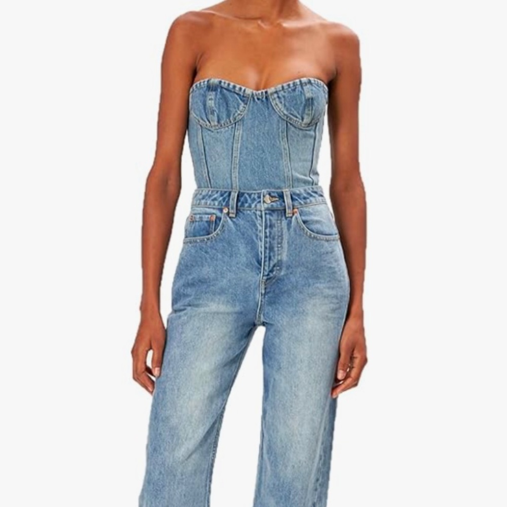 Ronny Kobo Sasha Top- Denim Bustier Size Large